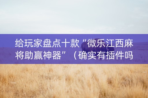 给玩家盘点十款“微乐江西麻将助赢神器”（确实有插件吗)
