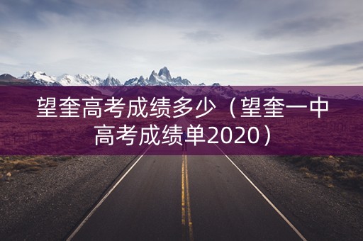 望奎高考成绩多少（望奎一中高考成绩单2020）
