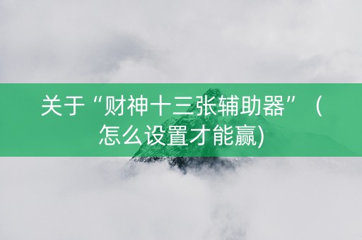 关于“财神十三张辅助器”（怎么设置才能赢)