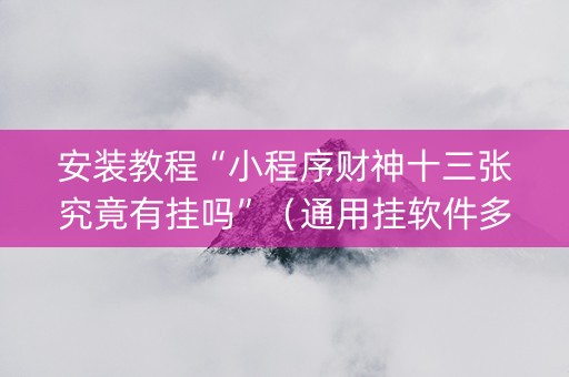 安装教程“小程序财神十三张究竟有挂吗”（通用挂软件多少钱)