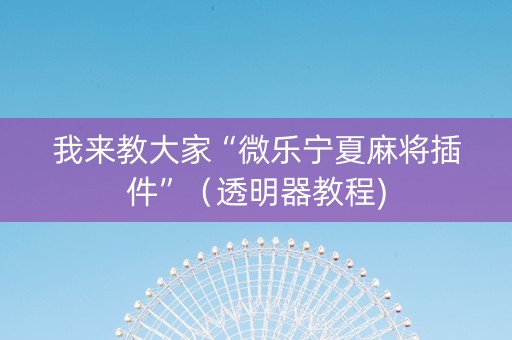 我来教大家“微乐宁夏麻将插件”（透明器教程)