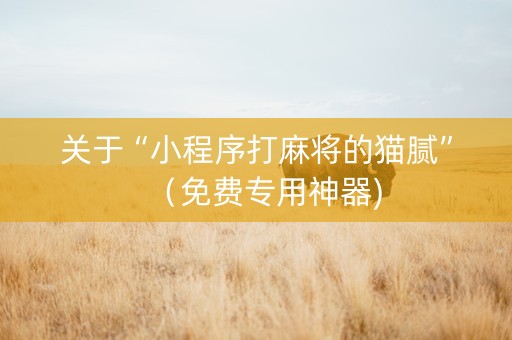 关于“小程序打麻将的猫腻”（免费专用神器)