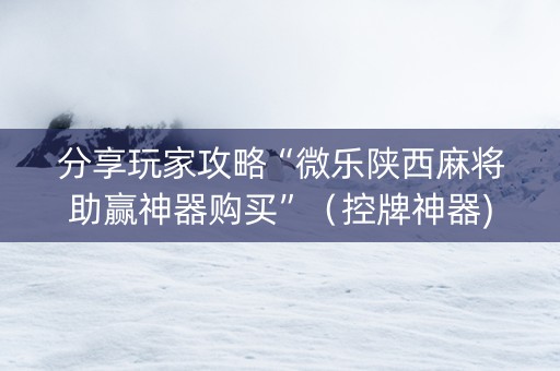分享玩家攻略“微乐陕西麻将助赢神器购买”（控牌神器)