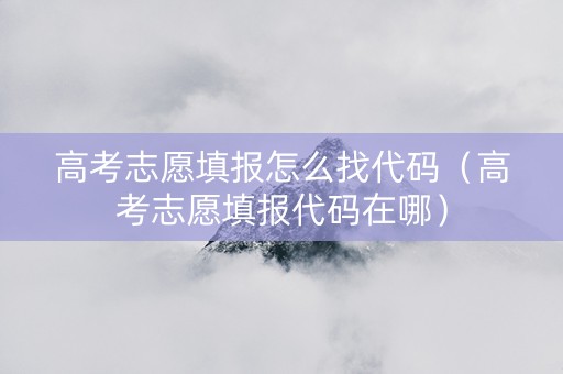 高考志愿填报怎么找代码（高考志愿填报代码在哪）