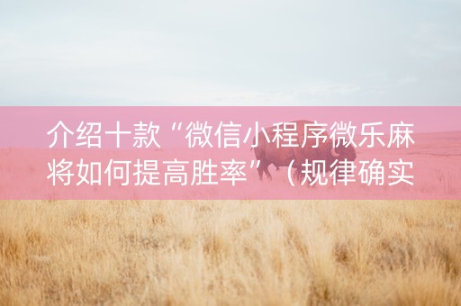 介绍十款“微信小程序微乐麻将如何提高胜率”（规律确实有挂)
