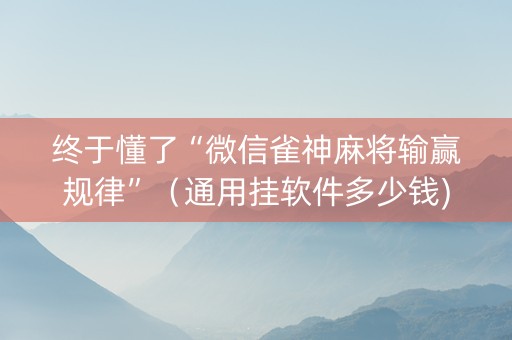 终于懂了“微信雀神麻将输赢规律”（通用挂软件多少钱)