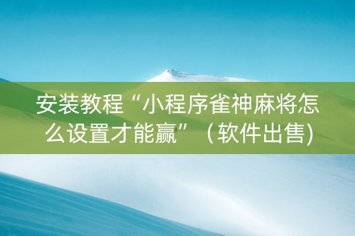 安装教程“小程序雀神麻将怎么设置才能赢”（软件出售)