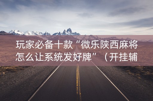 玩家必备十款“微乐陕西麻将怎么让系统发好牌”（开挂辅助器脚本)