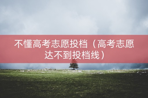 不懂高考志愿投档（高考志愿达不到投档线）