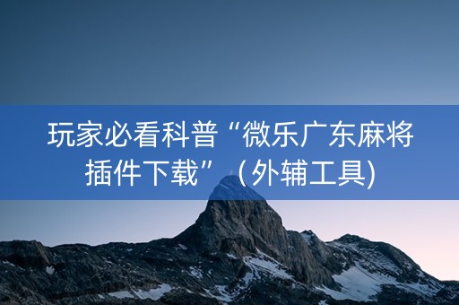 玩家必看科普“微乐广东麻将插件下载”（外辅工具)