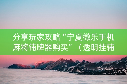 分享玩家攻略“宁夏微乐手机麻将铺牌器购买”（透明挂辅助器)