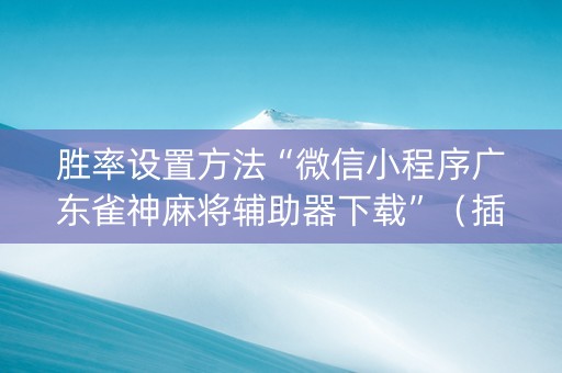胜率设置方法“微信小程序广东雀神麻将辅助器下载”（插件可信吗)
