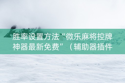 胜率设置方法“微乐麻将控牌神器最新免费”（辅助器插件)