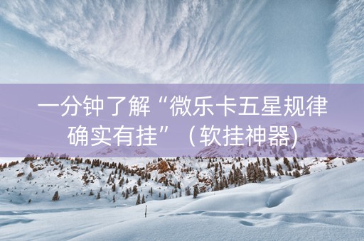 一分钟了解“微乐卡五星规律确实有挂”（软挂神器)