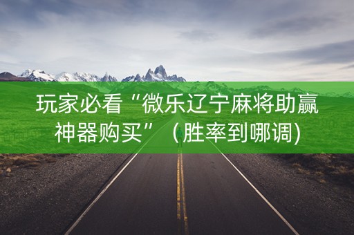 玩家必看“微乐辽宁麻将助赢神器购买”（胜率到哪调)