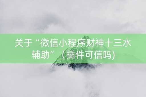 关于“微信小程序财神十三水辅助”（插件可信吗)