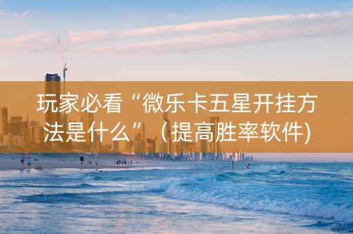 玩家必看“微乐卡五星开挂方法是什么”（提高胜率软件)