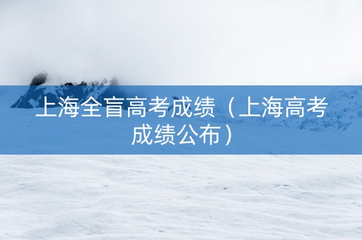上海全盲高考成绩（上海高考成绩公布）