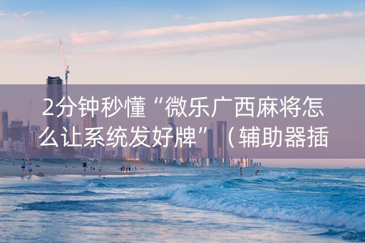 2分钟秒懂“微乐广西麻将怎么让系统发好牌”（辅助器插件)