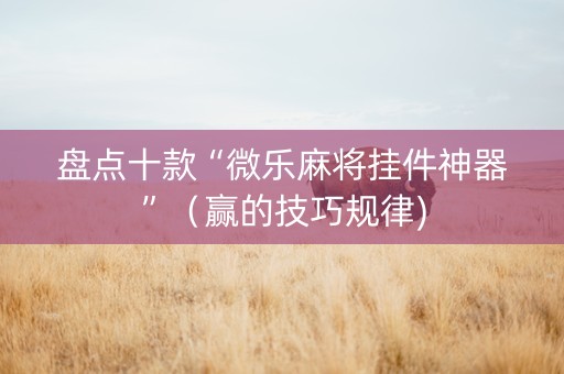 盘点十款“微乐麻将挂件神器”（赢的技巧规律)