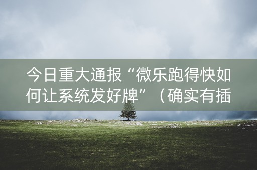 今日重大通报“微乐跑得快如何让系统发好牌”（确实有插件吗)