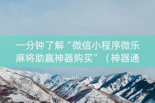 一分钟了解“微信小程序微乐麻将助赢神器购买”（神器通用版)