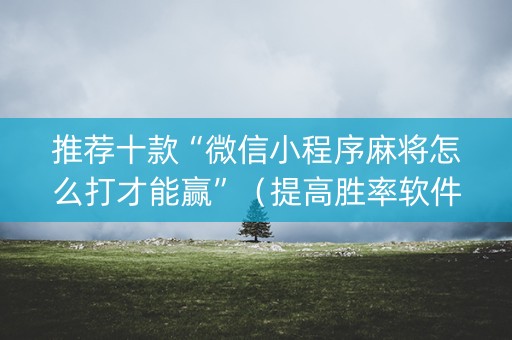 推荐十款“微信小程序麻将怎么打才能赢”（提高胜率软件)