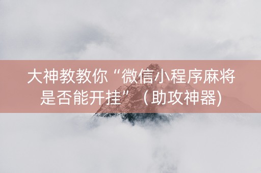 大神教教你“微信小程序麻将是否能开挂”（助攻神器)