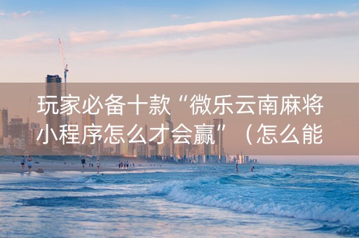 玩家必备十款“微乐云南麻将小程序怎么才会赢”（怎么能得到好牌)