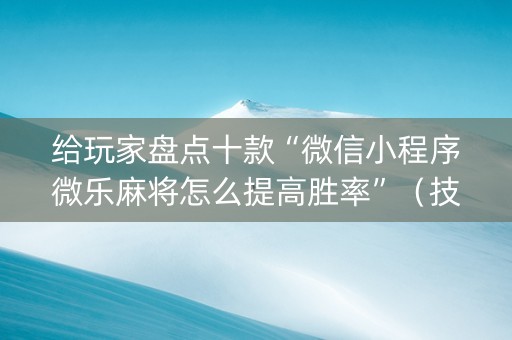 给玩家盘点十款“微信小程序微乐麻将怎么提高胜率”（技巧和打好牌方法)