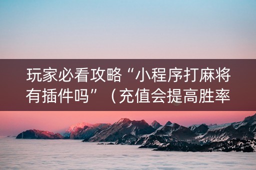 玩家必看攻略“小程序打麻将有插件吗”（充值会提高胜率么)
