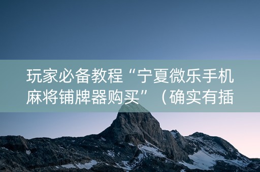 玩家必备教程“宁夏微乐手机麻将铺牌器购买”（确实有插件吗)