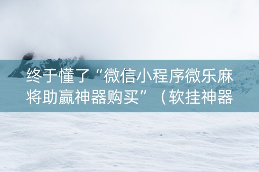 终于懂了“微信小程序微乐麻将助赢神器购买”（软挂神器)