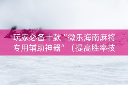 玩家必备十款“微乐海南麻将专用辅助神器”（提高胜率技巧)