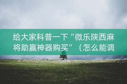 给大家科普一下“微乐陕西麻将助赢神器购买”（怎么能调好牌)