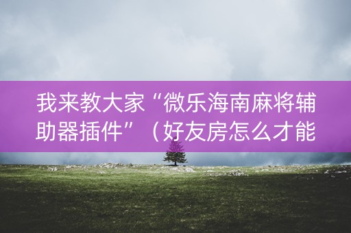 我来教大家“微乐海南麻将辅助器插件”（好友房怎么才能赢)