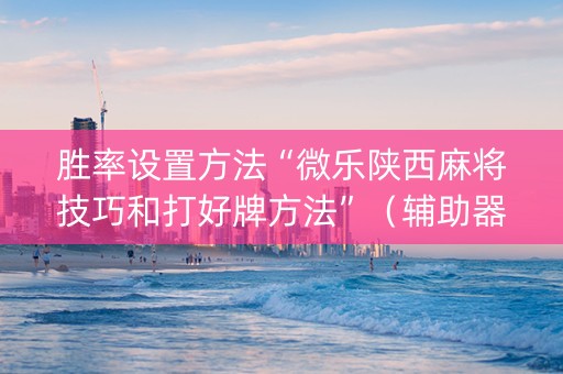 胜率设置方法“微乐陕西麻将技巧和打好牌方法”（辅助器插件)