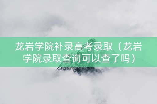 龙岩学院补录高考录取（龙岩学院录取查询可以查了吗）