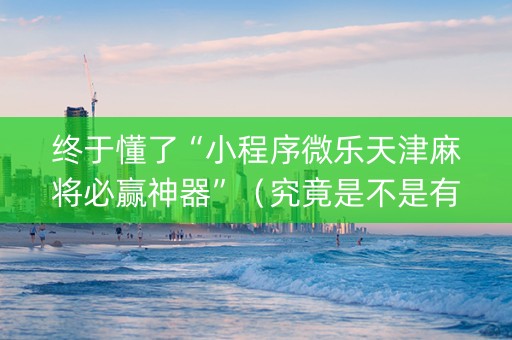 终于懂了“小程序微乐天津麻将必赢神器”（究竟是不是有挂)