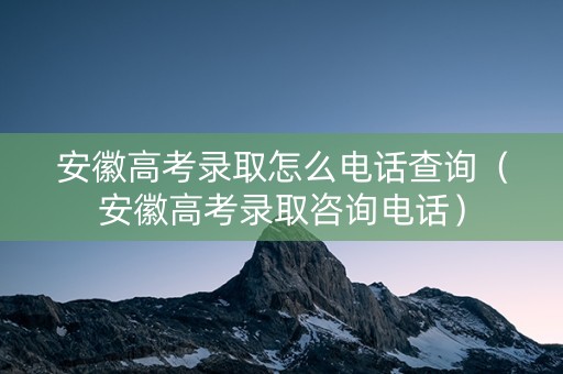 安徽高考录取怎么电话查询（安徽高考录取咨询电话）