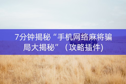 7分钟揭秘“手机网络麻将骗局大揭秘”（攻略插件)