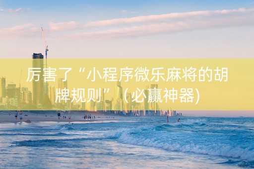厉害了“小程序微乐麻将的胡牌规则”（必赢神器)