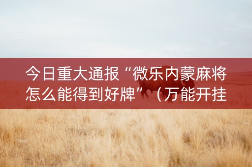 今日重大通报“微乐内蒙麻将怎么能得到好牌”（万能开挂器)