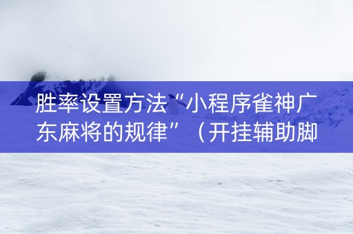 胜率设置方法“小程序雀神广东麻将的规律”（开挂辅助脚本)