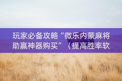 玩家必备攻略“微乐内蒙麻将助赢神器购买”（提高胜率软件)