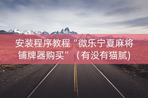 安装程序教程“微乐宁夏麻将铺牌器购买”（有没有猫腻)