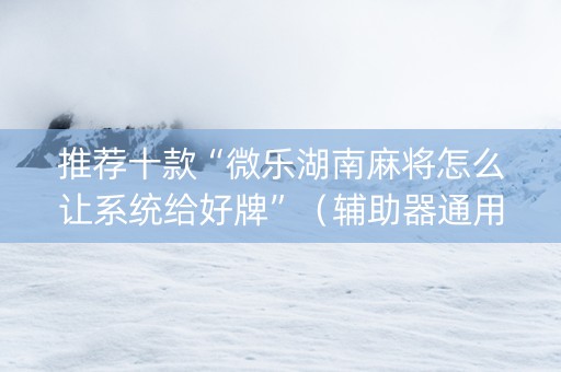 推荐十款“微乐湖南麻将怎么让系统给好牌”（辅助器通用版)