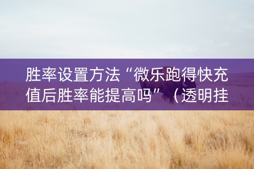 胜率设置方法“微乐跑得快充值后胜率能提高吗”（透明挂辅助器)