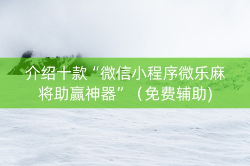 介绍十款“微信小程序微乐麻将助赢神器”（免费辅助)