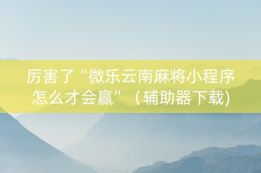 厉害了“微乐云南麻将小程序怎么才会赢”（辅助器下载)